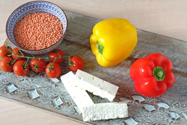 Zutaten für vegetarisch gefüllte Paprika