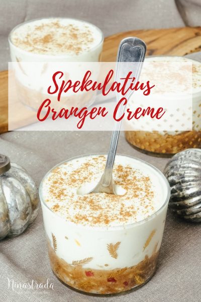 Nachspeise im Glas für Weihnachten: Orangen-Spekulatius-Creme.