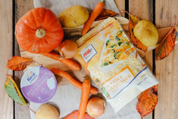 Rezept für Kürbisauflauf mit Käse überbacken im Herbst