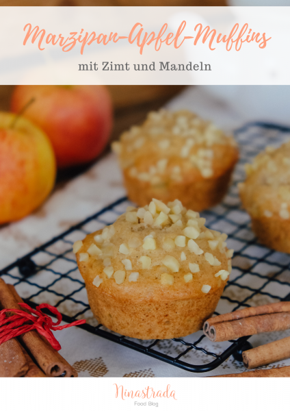 Saftige Apfel-Muffins mit Marzipan und gehackten Nüssen