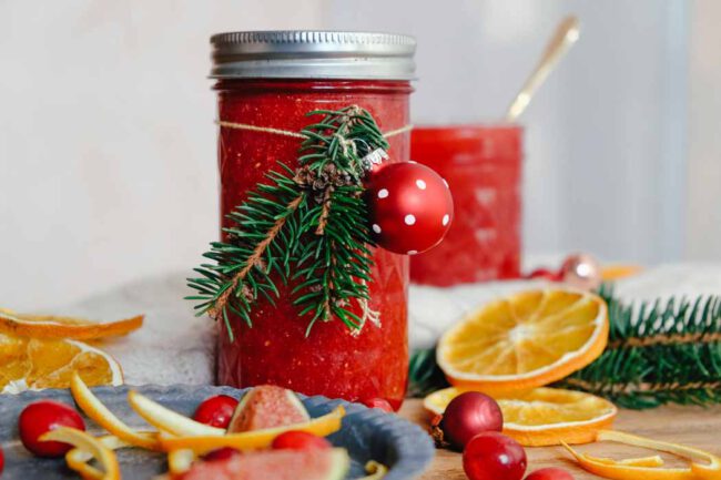 Weihnachtsmarmelade mit Glitzer